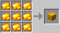 Cách chế tạo khối vàng thô trong minecraft